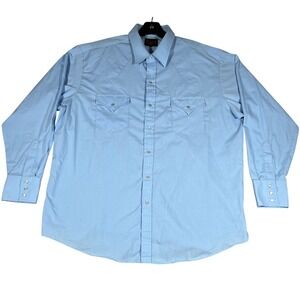 Plains Western Wear Mens XL Light Blue Pearl Snap Long Sleeve Shirt 33E3209R-99